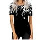thumbnail image 1 of Fiudx Ofertas Relámpago Blusa Casual de Manga Corta con Estampado de Botones y Cuello Redondo para Mujer, 1 of 4