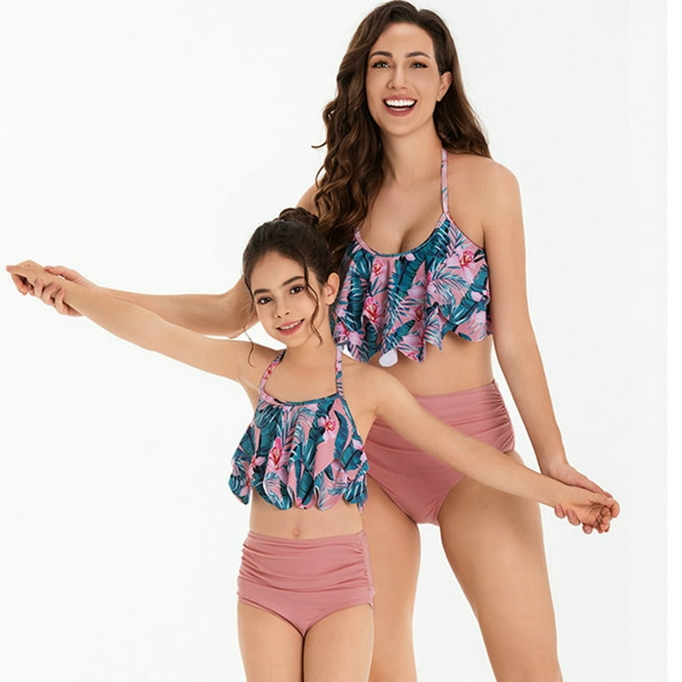 Baozhu Mommy And Me Bikini Swimsuits Set Two Piece Parent-child