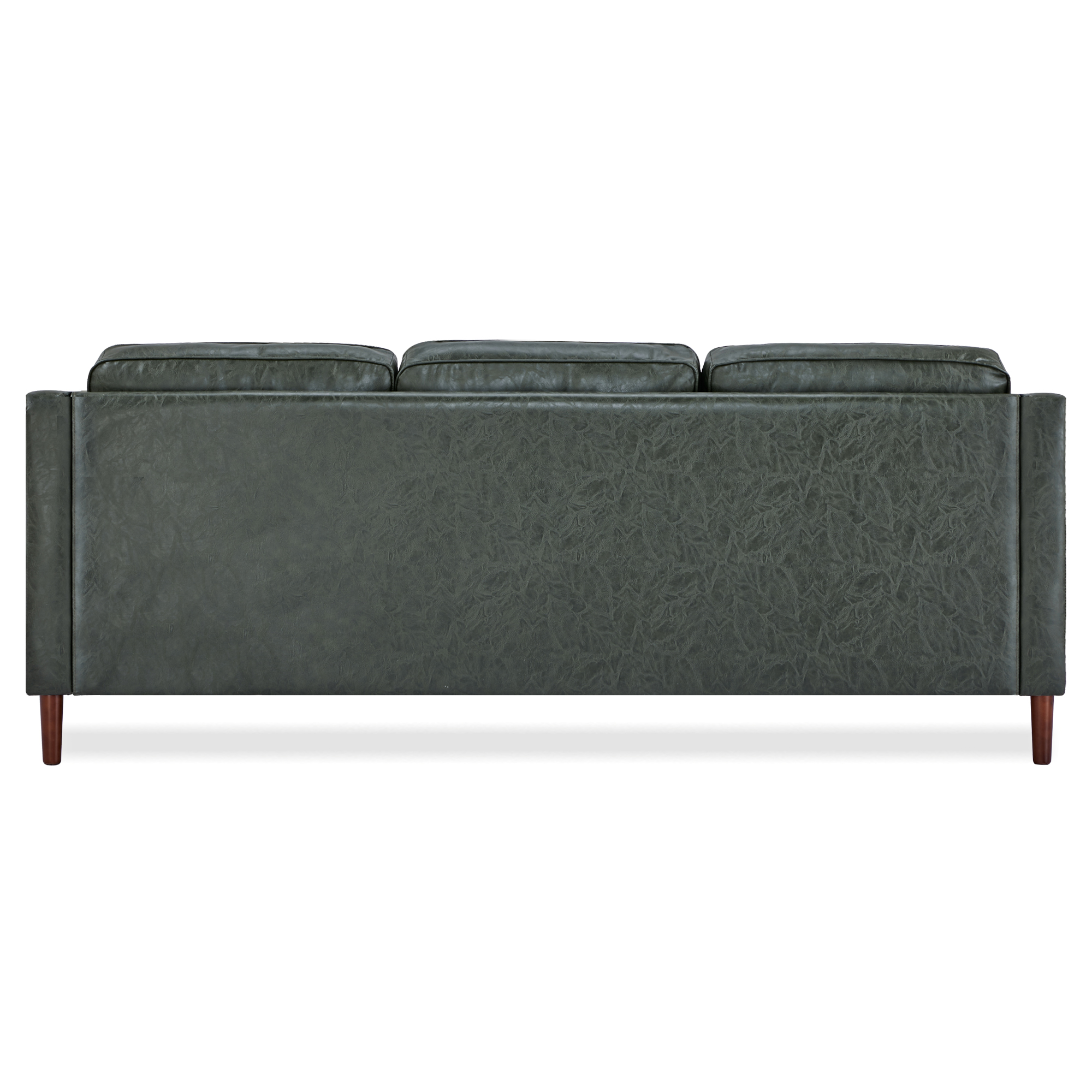 A&D Home Sedona Leaf Green Faux Leather Modern Sofa, Upholstered Contemporary Couch