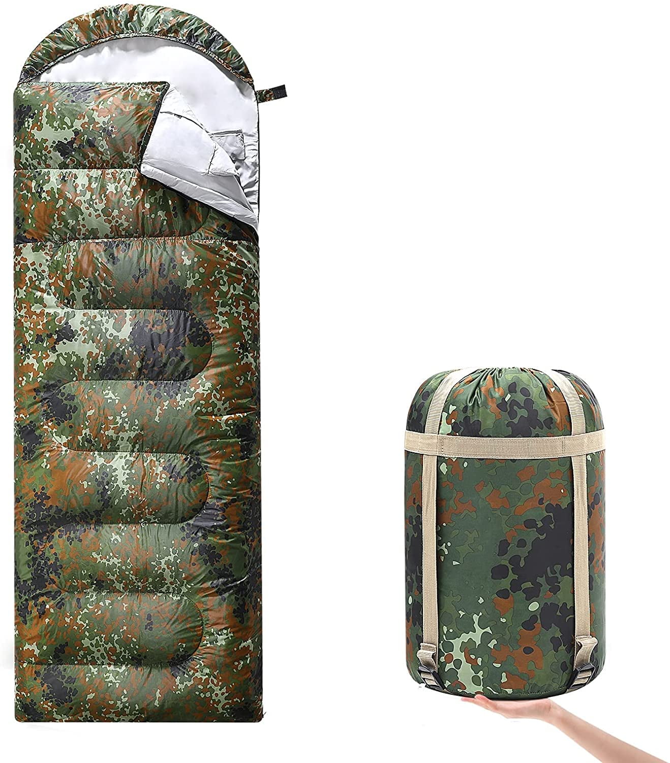 Sleeping Bag 3-4 Season Bag Single Suit Case Hiking Camping Outdoor Camouflage 