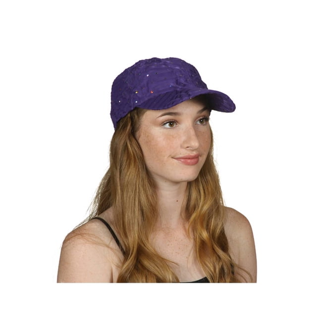Casquette de Baseball à Sequins pour Femmes - Violet