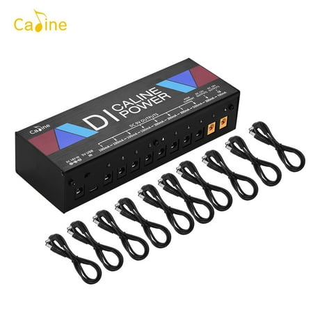 Caline CP-201 Multifunction Power Supply Station DI Box Isolated 10-Ways Outputs for 9V/12V/18V Guitar Effect Pedalboards with Short Circuit