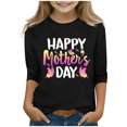 thumbnail image 2 of Spazoro Toddler Girls 3/4 Sleeve Shirts, Round Neck Spring and Fall Mother's Day Print Casual Fashionable Tops for Girls Black Size 4-5T, 2 of 5