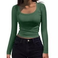 thumbnail image 3 of FAIWAD Going Out Tops for Women Long Sleeve Scoop Neck Ribbed Knit Shirts Slim Fitted Casual Clothes, 3 of 7