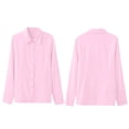 thumbnail image 5 of Only Moment Womens Tops Long Sleeve V Neck Polyurethane Fiber with Button Cuffs Dressy Casual Summer Outfits Early Fall Fashion Spring Clothes Pink,S, 5 of 6