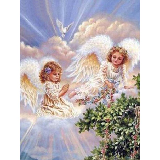Cuadros Decorativos Cuadro de arte de mosaico de diamantes de imitación de taladro completo de Ángel de pintura de diamante DIY 5D para el hogar Likrtyny embutido en tela