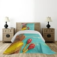 thumbnail image 3 of Ambesonne Music Quilted Coverlet 2 Pcs, Hawaiian Summer Ukulele, Twin Size, Yellow Brown Aqua, 3 of 5