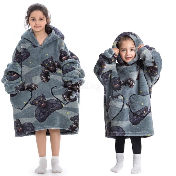 Sudadera con capucha de gran tamaño para niños, ropa para vacaciones de Halloween, mantas suaves cálidas con capucha, ropa de Sherpa para TV de 2 a 12 años