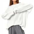 thumbnail image 3 of Suéter de Punto Holgado con Cuello Redondo y Color Liso para Mujer, Ideal para Otoño e Invierno. M, 3 of 10