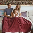 thumbnail image 3 of Catalonia Sherpa Throws Fluffy Fuzzy Fleece Blanket 50”x60” for Adults Children, Super Soft Comfy Plush for Sofa Couch Bed Reversible All Season, Wine, 3 of 7