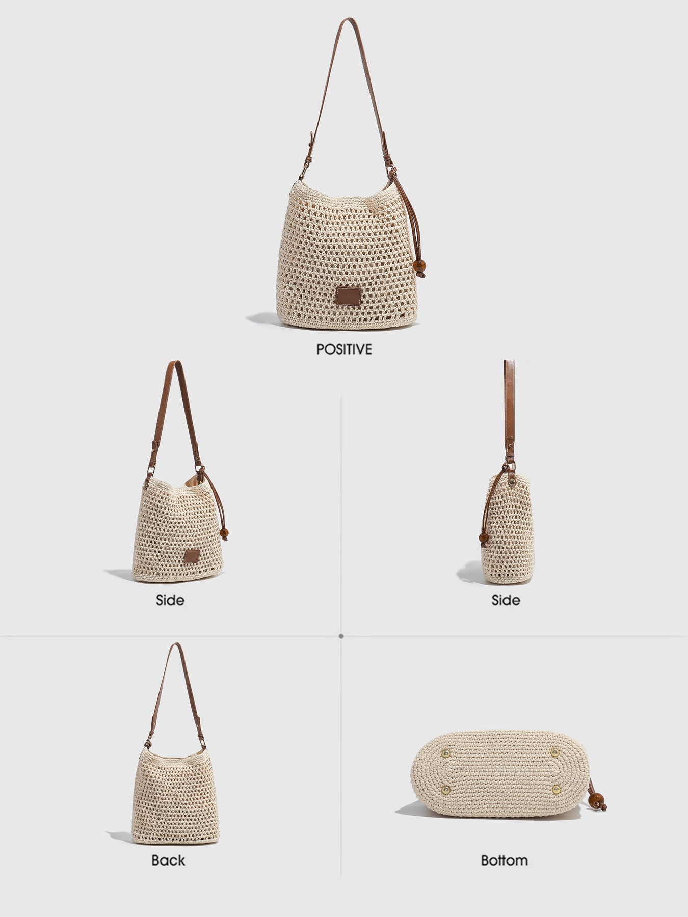 PRIYAL Women Small Cotton Crochet String Bag Handwoven Summer Beach Bag Knitted Vacation Beach Shoulder Bag Purse Handbag