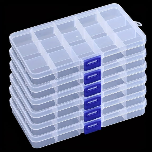 4 Pcs Plastic Beaded Storage Container, Adjustable Divided Diamond Jewelry Craft Painting Storage Box, Transparent Small Fishing Toolbox, For Sewing Cross Stitch Accessories