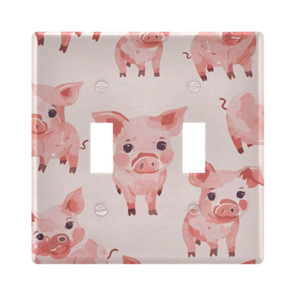 Switch Panel 4.48x4.56In Switch Plate Wall Panel Living Room Kitchen Bedroom Study Switch Panel Stylish Decoration Pink Pig