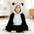 thumbnail image 5 of Coerni Girls Animal Onesie Soft Fleece Hooded Romper Cute Cartoon Bear/Panda/Tiger/Penguin Kids Fall Winter Warm Bodysuit Halloween Dress Up, 5 of 6