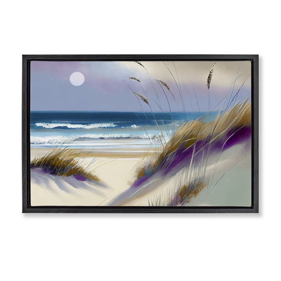 Stupell Industries Coastal Beach Dunes Serenity Black Floating Frame Canvas Art, 25 x 17, by Sasha