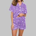 thumbnail image 2 of Pajamas Set for Women Clearance,Plus Size Women's Pajamas Sets,Women Casual Printed Turndown Collar Short Sleeve Blouse Fashion Short Pants Pajamas Suit,Summer Loungewear Set,Womens Fashion Gifts, 2 of 4