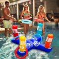 thumbnail image 4 of Swimming Inflatable Ring Toss Game Floating Pool Toys Pool Accessories Water Sport Beach Party Supplies With 4 Loops Inflatable Ring, 4 of 6