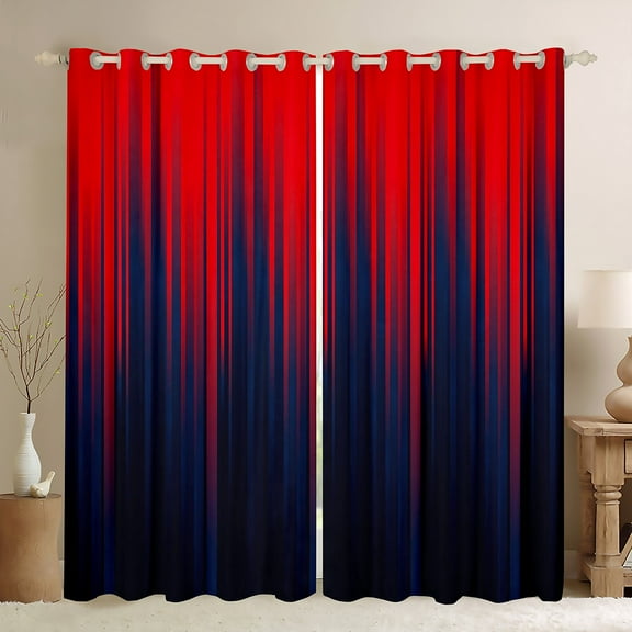 Gradient 30%-50% Blackout Curtains Red Blue Abstract Ombre Curtains & Drapes,Retro Geometry Striped Window Curtains,Boho Exotic Hippie Geometric Stripes Curtains 42"Wx63"L