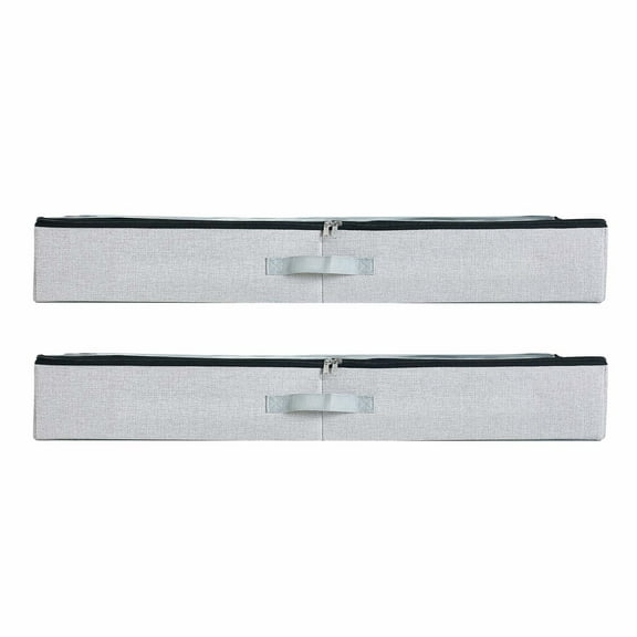 KFFKFF Under Bed Storage Containers with Transparent Lids, 33.5 x 16.9 x 4.7 Inches, 45L Capacity, Low-Profile Storage Bins for Clothes, Shoes, Blankets, and Bedroom Organization, Set of 2