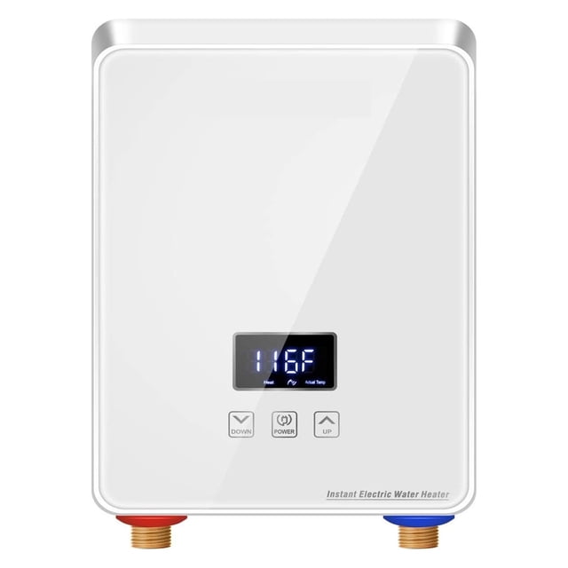 Chauffe-eau Sans Réservoir, Affichage Numérique du Point d'Utilisation, Chauffe-Eau Électrique Instantané avec Auto-Modulation, Protection contre la Surchauffe