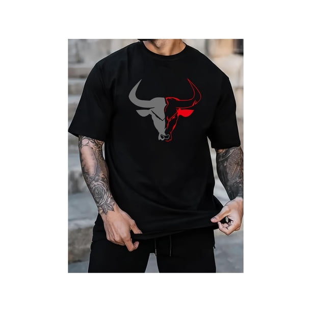 Men's Casual T-Shirt with Unique Animal Print, Crew Neck, Short Sleeve - Perfect for Summer & Outdoor Activities