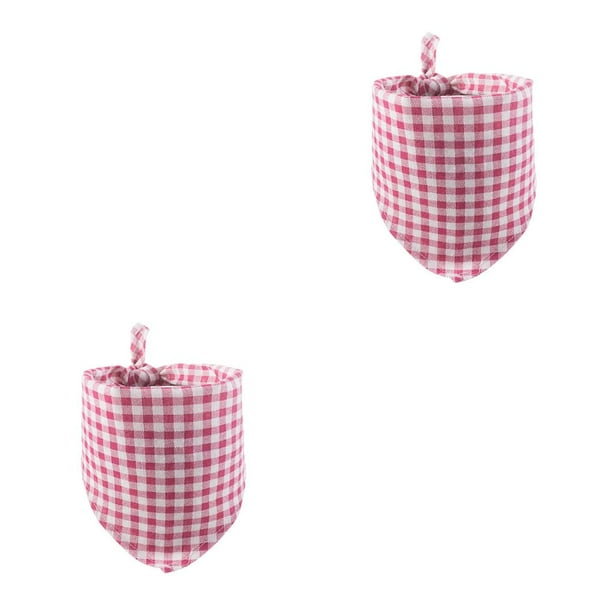 Methold Bufanda de baba a cuadros, toalla triangular de algodón portátil para mascotas, decoración roja Rojo 2piezas