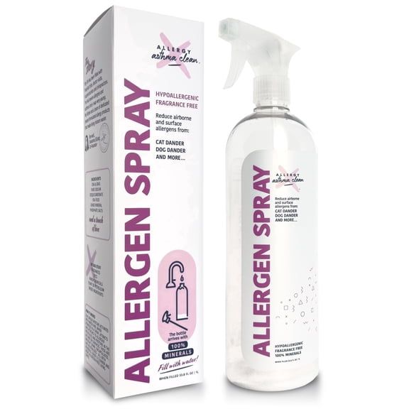 Allergy Asthma Clean Allergen Spray, Pets, Dust Allergies & More, Air & Surface, Just Add Water, Bottle, Over 33oz