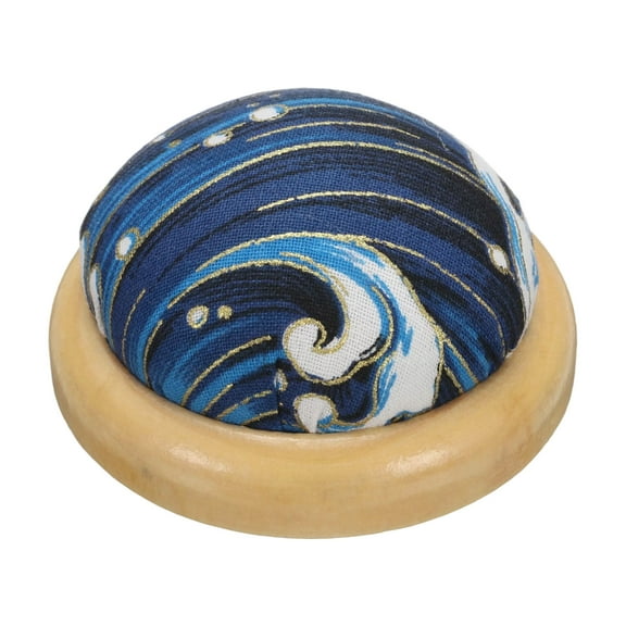 Uxcell Pin Cushion Wooden Base Japanese Style Round Pincushion for Sewing and Quilting Wave Blue