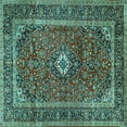 thumbnail image 1 of Ahgly Company Machine Washable Indoor Square Persian Turquoise Blue Traditional Area Rugs, 6' Square, 1 of 4