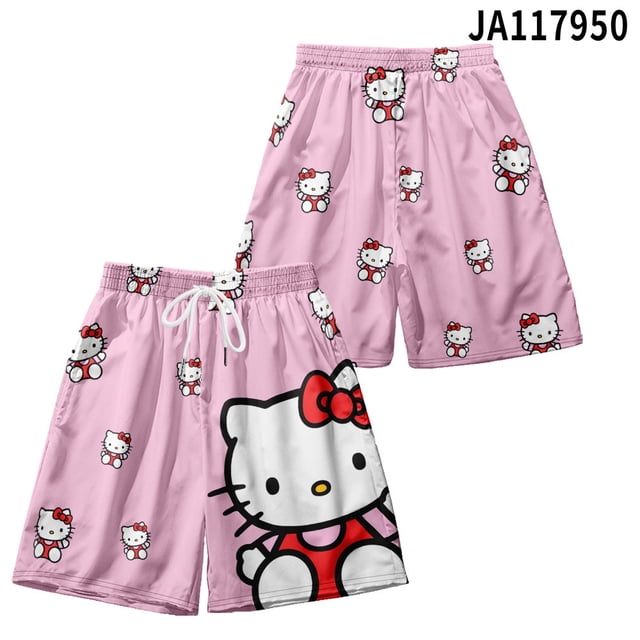 3D New HelloKitty Sanrio Hello Kitty Shorts Printed Sports Quick Dry Thin Loose Beach Pants