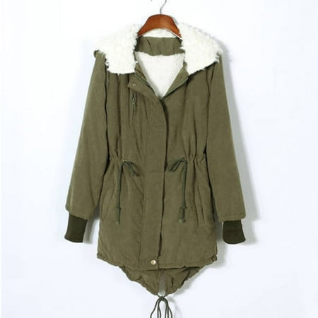 The North Face Fleece Parka - Women Zipper Forked Tail Faux Fur Collar Warm Long Sleeve Casual Fashion Fleece Outwear Lapel Thick Top Parka Open Front Winter Cardigan Coat Jacket