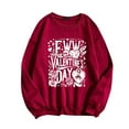 thumbnail image 3 of Gibobby Sudadera con forro polar Mujer Sudadera con estampado de inglesas para el día de San Valentín para mujer, camisa de amor, de manga larga para el día de San Valentín (Vino, XXL), 3 of 4
