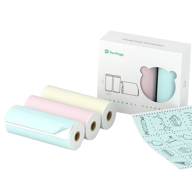 77 x 30mm Self-Adhesive Color Thermal Paper Sticker BPA-Free Printable Sticky Paper Roll Waterproof Oil-proof Friction-proof for PeriPage A9/A9s/A9 Pro/A9 Max/A9s Max Mini Pocket Mobile Prin