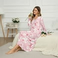 thumbnail image 3 of SEANATIVE Women's Nightshirt with Button Front Cozy Long Sleeve Pajama Dress Full-Length Pjs Nightgown House Coat for Lounge Sleep Home, 4XL, Pink Cherry Blossom, 3 of 7