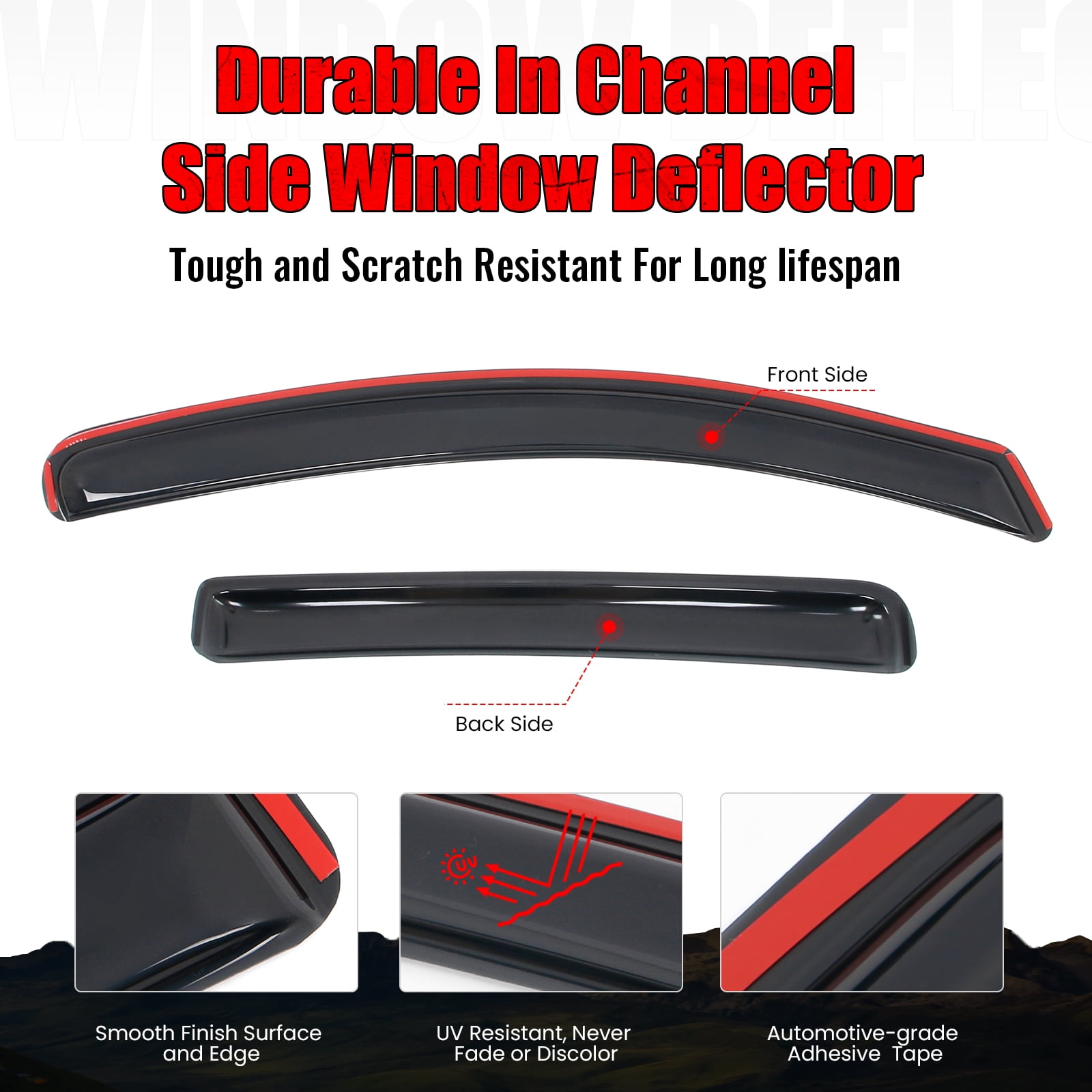 Ikon Motorsports In-Channel Window Visors Fits 2013-2022 Buick Encore 2015-2022 Chevy Trax, Slim Style Rain Vent Guard Deflectors, Acrylic Smoke 4PCS