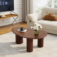 thumbnail image 4 of Wirrytor Cloud Coffee Table for Living Room, Oval Mid-Century Modern Wood Table with 3 Legs, Dark Brown, 4 of 9