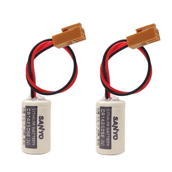 2 Pack CR14250SE 3V PLC Lithium Batteries for SANYO CR14250SE Battery 1747-BA Backup Power Supply with Brown Plug