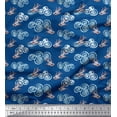 thumbnail image 1 of Soimoi Satin Silk Fabric Clouds & Bullfinch Bird Print Fabric by Yard 42 Inch Wide, 1 of 1