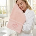 thumbnail image 6 of Unique Bargains Floral Embroidered Soft Hand Towel Set Light Pink 2pk, 6 of 7