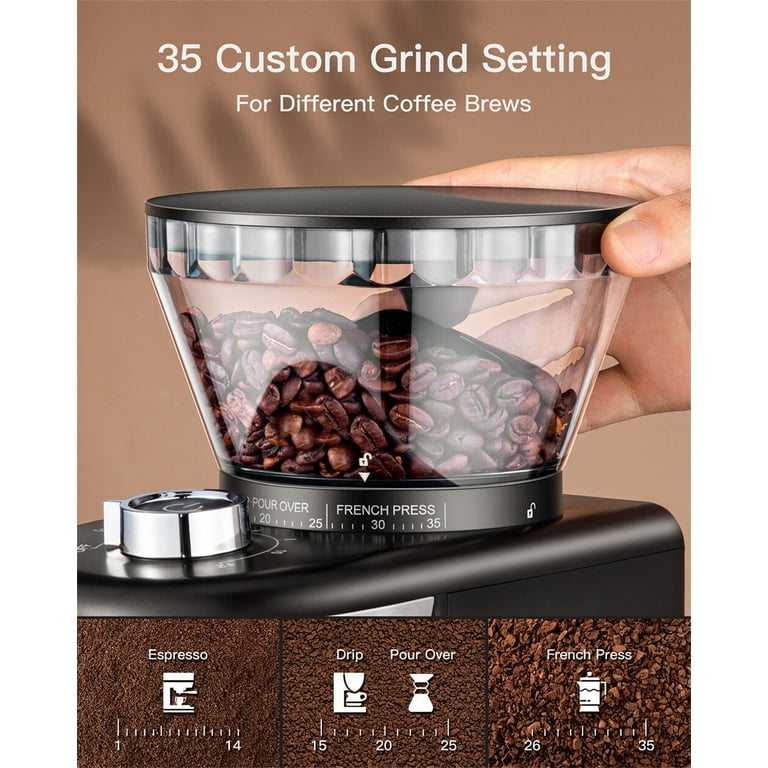 Sboly Flat Burr Coffee Grinder, 18 Grinding Options HY-1421