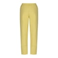 thumbnail image 6 of YYDGH Women's Baggy Linen Pants Wide Leg Trousers Casual Solid Color Elastic Waist Harem Pants with Pockets Yellow Yellow, 6 of 8