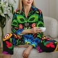 thumbnail image 6 of Pofeuu Traditional Floral Polish Print Womens Pajamas Set Long Sleeve Sleepwear Button Down Nightwear Soft Pj Lounge Sets Button Down Pajamas Women-XX-Large, 6 of 7