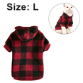 thumbnail image 2 of Sudadera con capucha para perro a cuadros, suéter de lana con sombrero y bolsillo para ropa de cachorro, abrigo cálido y suave, 2 of 5