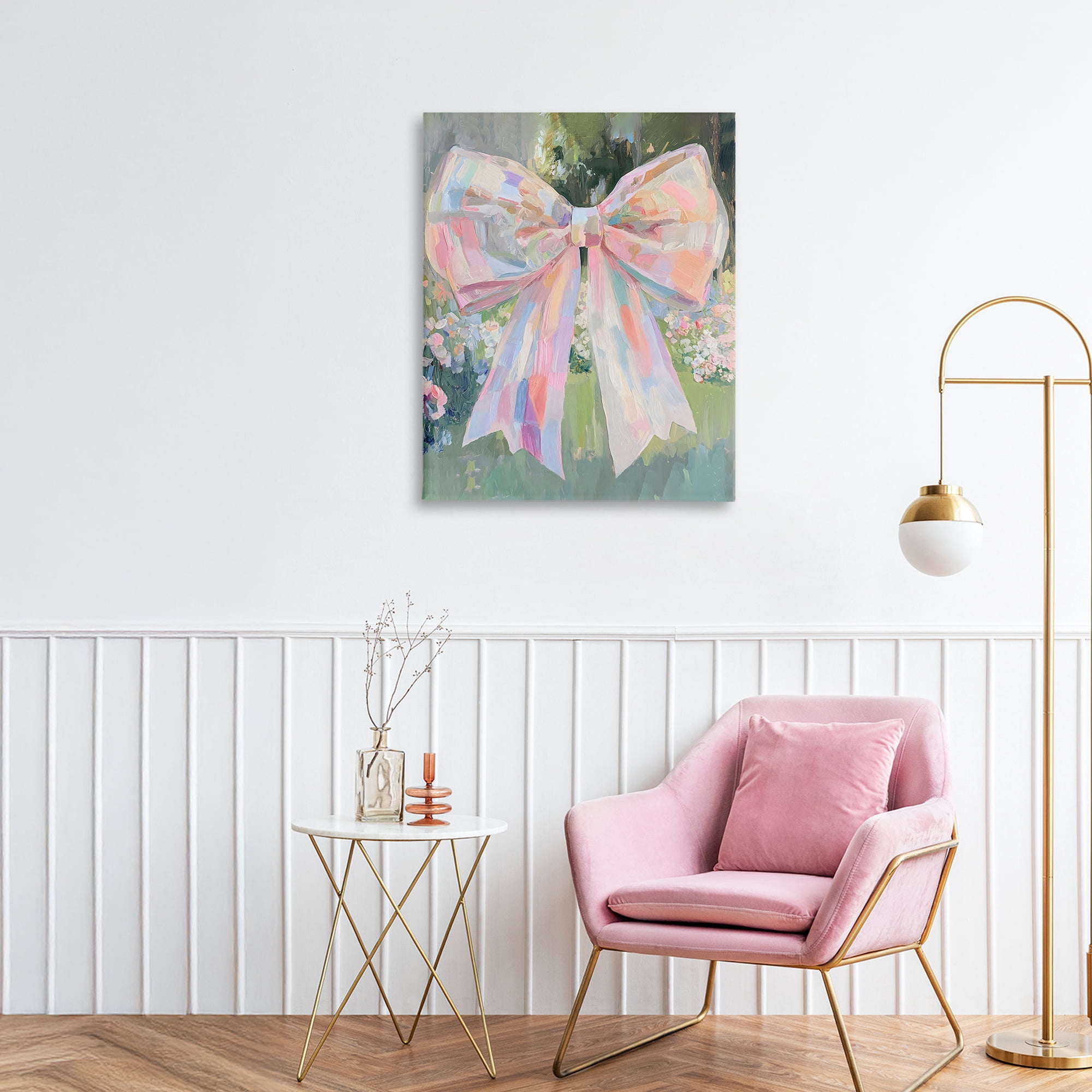 Stupell Industries Iridescent Pink Bow in Garden Canvas Wall Art, design by The Prints Vibe