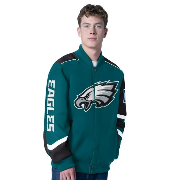 Men's G-III Sports by Carl Banks Midnight Green Philadelphia Eagles Prime Time Full-Zip Racing Jacket