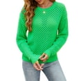 thumbnail image 3 of Arvbitana Women's Hollow Out Sweaters Long Sleeve Pullover Round Neck Solid Color Knit Hoodies Jumper Cropped Tops, 3 of 7