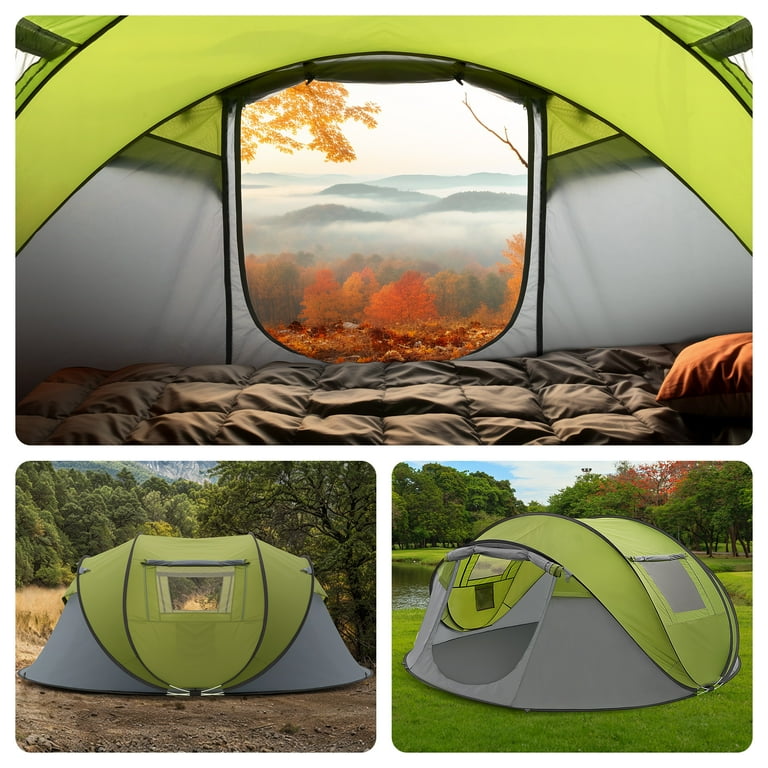 Qomotop 4 Person Instant Pop up Camping Tent with Carrying Bag