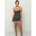 thumbnail image 6 of Sheer Mesh Lace Bodycon Mini Dresses for Women Color Blocking Short Slip Dresses Black & White S, 6 of 9