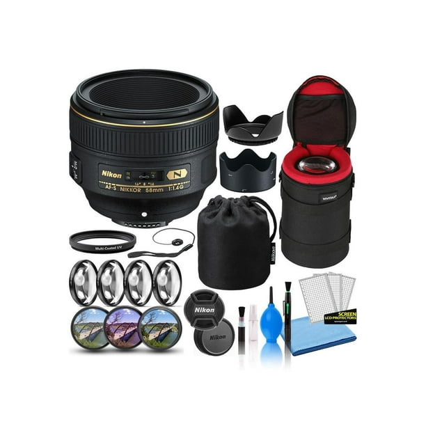 Nikon AF:S NIKKOR 58mm f/1.4G Lens Deluxe Bundle - Walmart.com