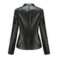 thumbnail image 3 of Defitshape Women's Slim Fit Moto Jacket Faux Leather Warm Spring Zip Up Vintage Motorcycle Jacket Black Medium, 3 of 4